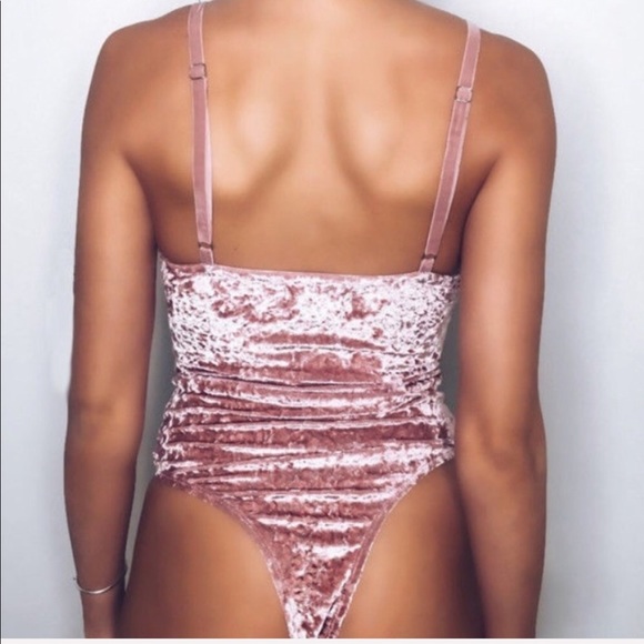 Brand New Pink Velvet Bodysuit - Picture 2 of 7